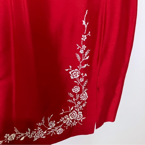 Vintage Bob Mackie Studio red silk midi dress sheath tank sleeveless cocktail - Picture 3 of 7